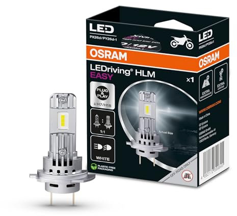 OSRAM LEDriving HLM EASY ≜ H7/H18, LED Motorcycle headlight lamp, Cool White 6500K, LED Retrofit high and low beam lamp, offroad use only - no ECE, 1 lamp