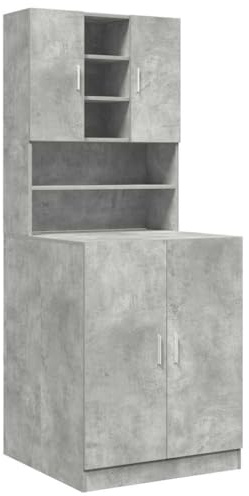 vidaXL Muebles para Lavadora 2 pzas Madera de ingeniería Gris hormigón, Mueble de la Lavadora, Armario de la lavandería, Mueble de lavadero
