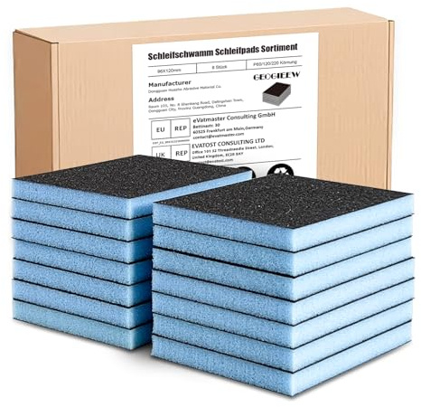 GEOGIEEW 9 Pezzi Spugne Abrasive, 150 Grana, Diverse Spugnette Abrasive per legno Lavabile e Riutilizzabile