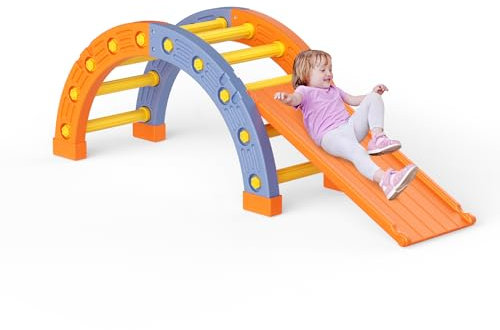 Set di rinforzi per arrampicata in plastica per bambini, set da arrampicata Montessori, esercizi coordinati, per esterni e interni (semicerchi + scivolo)