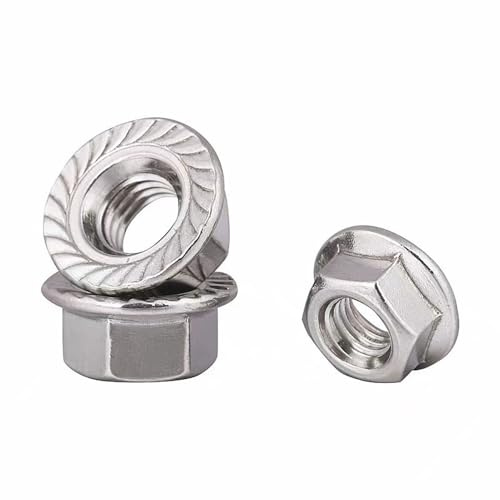 Yesmin 12 Pcs Serrated Flange Hex Nut,Stainless Steel Serrated Nut Suitable For Fixing Screw Connections-M4