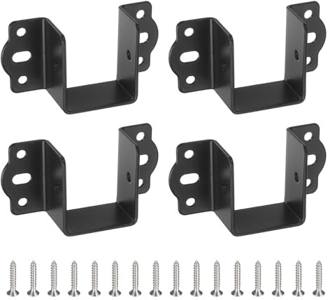 sourcing map 4Pcs Bed Rail Fittings, 1.6 (40mm) Heavy Duty Bed Hinge with Screws, Furniture Fixed Beds Hardware Accessories for Connecting to Wood, Wooden Beds Headboards, Black
