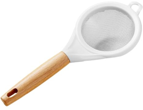 DOITOOL Colador de Harina con Malla de Acero Inoxidable y Mango de Madera Tamiz para Filtrar Harina Fina Cocina y Repostería Utensilio Práctico para Tamizar Ingredientes Secos