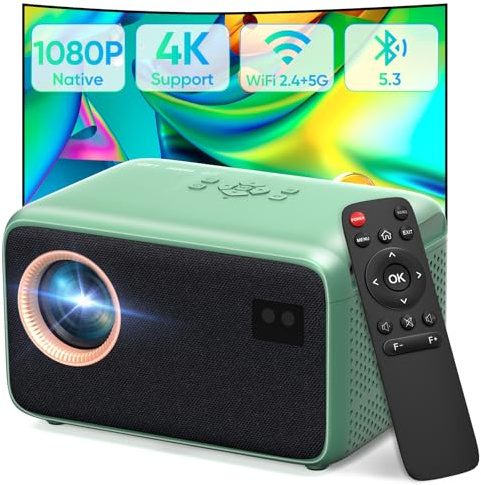 NUTROMO Proiettore con WiFi e Bluetooth, mini proiettore portatile nativo 1080P 4K, supporto E-Focus e proiettore Keystone automatico per camera da letto/casa/esterno, compatibile con smartphone/HDMI