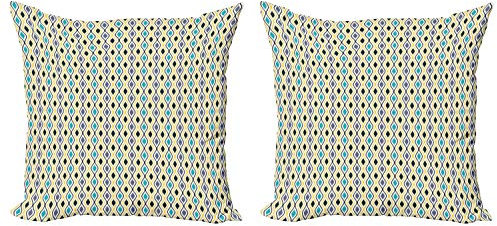 ABAKUHAUS Abstrakt Kissenbezug Set (2Stück), Oval Tropfen Wie Forms, doppelseitiges Digitaldruckdekor mit Reißverschluss, 60 cm, Lila Schwarz Himmelblau