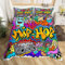 Graffiti-Bettwäsche-Set für Kinder, Hip-Hop-Thema, Radio, Rock, Jugendliche, Bettdeckenbezug, für Jungen, Teenager, bunt, dekorativ, Einzelbett-Bezug (1 Tagesdecke + 1 Kissenbezug), Reißverschluss