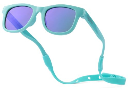 Gafas de sol polarizadas para bebé con correa, irrompibles y flexibles, para bebés recién nacidos de 0 a 24 meses, azul celeste, Baby