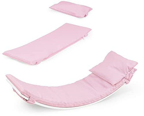 MAMOI® Balance Board Mat, Soft Mat for Balance Board Indoor, Pink, Cotton & Foam, 3x30x87 cm