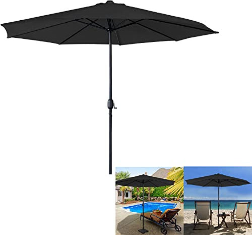 LARS360 Parasol de jardin en aluminium avec manivelle - Protection UV 40 + - Parasol de marché - Protection solaire pour balcon, jardin, terrasse (350 cm, gris foncé)