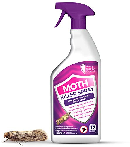 Moth Killer Spray | 1 Litre | Effective Moth Repellent for Carpets, Clothes, Wardrobes & More | Low Odour & Non-Staining Formula | Kills Moths on Contact | Protects Against Infestations | Easy to Use
