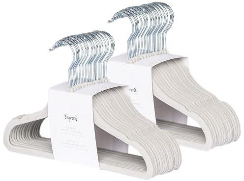3 Sprouts Kinder Kleiderbügel aus Samt - rutschfest & Robust - Ideal für Baby- & Kleinkinderkleidung - Baby Kleiderbügel - Platzsparend & Leicht - Perfekt für Kinderzimmer - 30 Pack - Grau