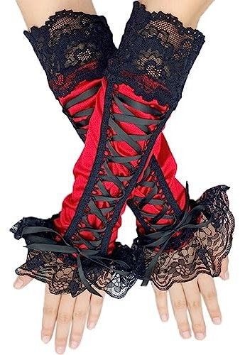 haozaikeji Spitze Fingerlos Armstulpen Vintage Opernhandschuhe Elegant Gothic Arm Ärmel Abendhandschuhe Party Lang Tanzhandschuhe 1920er Stil Handschuhe Hochzeit Classic Handgelenk Manschetten