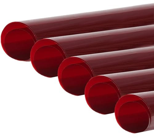 BOLLUMA Set di 5 pellicole colorate 50x40 cm, gel illuminazione colorati, Speedlite, filtri cromatici CTO/CTB, per flash LED, luce DJ, rosso