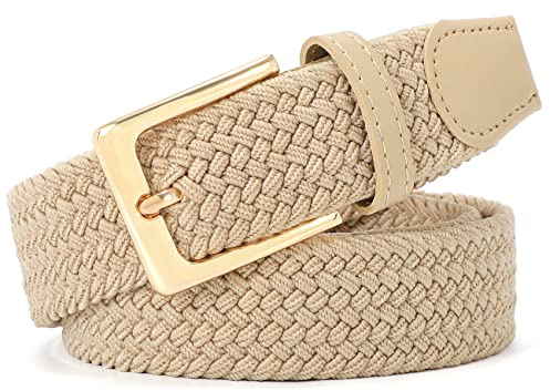 JASGOOD Braided Elastic Belt for Women Men, Unisex Fabric Belt Braided Stretch Belt for Jeans Pants