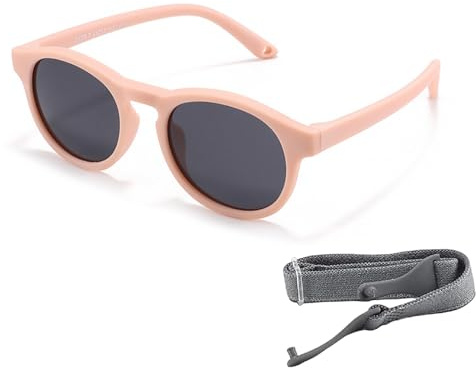 Aatpuss Lunette Soleil Bebe, Lunettes De Soleil Enfant, Lunettes Bebe, Lunettes De Soleil Rondes Pour Enfants, Lunette De Soleil Bebe 0 a 12 Mois, Ajustable, Sans Bpa, Adapté Aux Bébés De 0 à 24 Mois