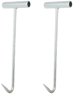 Wensmy 2Pcs Manhole Cover Hook T Meat Hooks Bacon Sausages BBQ Grilling Hook Lifters Versatile Cover T Hook Pull Hook Lifting Hooks Storm Drain Cover Tool Hook for Open Manhole Covers (20cm)