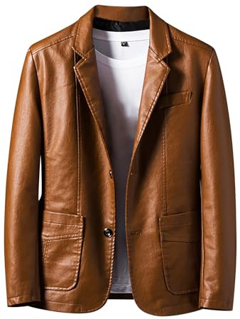 Foweknow Americana de cuero para hombre, chaquetas de cuero vintage, chaqueta de motociclismo, chaqueta de moda para exteriores, chaqueta informal de manga larga, abrigos de trabajo, chaqueta de