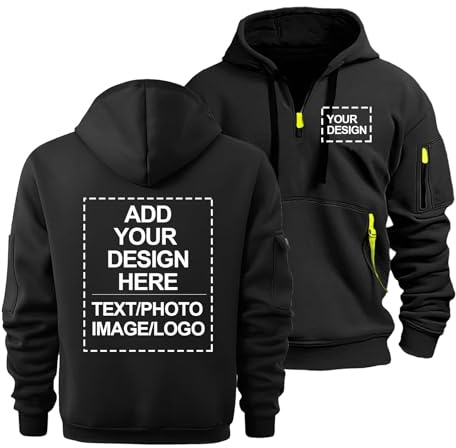 CLMETHE Maglione logo personalizzato abbigliamento lavoro cerniera 1/4 felpe cappuccio da uomo testo personalizzato immagini felpe tute da ginnastica casual taglie forti cappotto,A-M