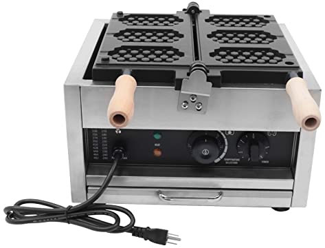 MJMLUCK Piastra per Waffle Commerciale, Piastra per Waffle Belga, Piastra per Waffle Girevole a Doppio Riscaldamento, 1400 W, 3 fette, Piastra per Waffle elettrica Antiaderente a Nido d'Ape, interva