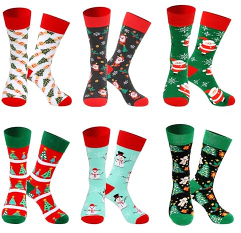 DOUUCO Chaussettes de Noël Chaussettes câlines Moelleuses Amusantes Motif de Noël Chaussettes festives de Noël Christmas Socks Chaussettes en coton Calendrier de chaussettes Chaussettes de lit chaudes