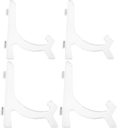 TOPPERFUN Supporti Trasparenti in Plastica per Esposizione Portapiatti Regolabili 16 CM Set da 4 Pezzi per Piatti Album e Menu Cavalletti Portapiatti Multiuso per Esposizioni e Gallerie