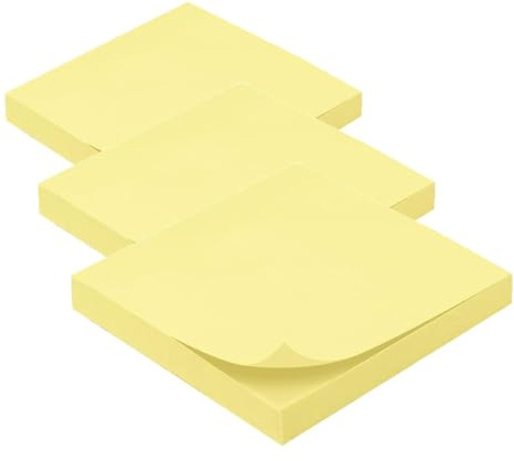 WAYTEX 931642 Notes autocollantes bloc de 100 feuilles jaunes carrées 75 x 75 mm adhésives repositionnables (Lot de 3)