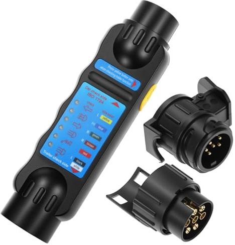 QWORK® Probador de Remolque de 7 Pines con 13 Pines Adaptador Convertidor, para diagnóstico de cableado de 12 V, para la comprobación de circuitos en automóviles, caravanas