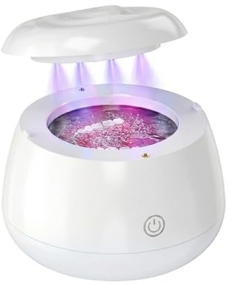 LA MIERE Pulitore ad ultrasuoni aggiornato da 48 kHz, capsula per la pulizia dentale da 200 ml con 4 luci UV-C e 4 modalità, detergente sonico per allineatori, guardia notturna, paradenti, spazzolini
