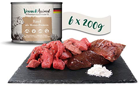 Venandi Animal – Premium Katzenfutter – Rind als Monoprotein, Nassfutter, getreidefrei und naturbelassen, 6er Pack (6 x 200g)