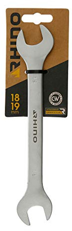 RHINO - Clé à fourches, Clé Plate, clé de Serrage à fourches - Diamètre 18 x 19 mm - Fabriqué en Acier (Chrome Vanadium) - Haute qualité - Garantie à Vie - Plusieurs Tailles Disponibles