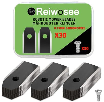 Reiwosee 30 Lame in Titanio, Coltello di Ricambio per Robot rasaerba,Viti migliorate, Adatto a Tutti i Robot tagliaerba,Lame in Titanio per Robot da Giardino con Set di Viti