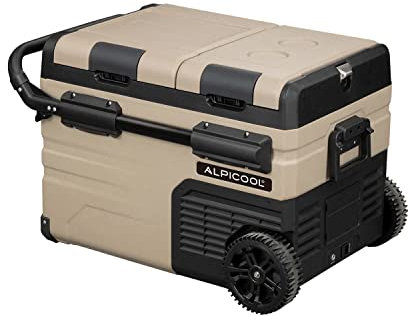 Alpicool TAW35 35 Liter Kompressor Kühlbox tragbarer Kühlschrank 12/24V elektrische Gefrierschrank für Auto, Lkw, Boot mit einziehbare Stange, USB-Anschluss, Flaschenöffner, Schneidebrett