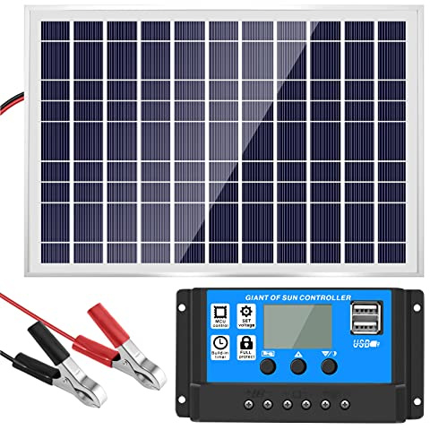 Gokelomg Caricabatterie da 30 W 12 V pannello solare + controller da 40 A per auto, barca, casa,