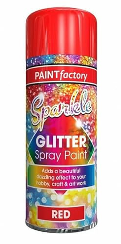 SuperGift.com 200ml Glitter Spray Paint Multi-Purpose Use, Interior & Exterior, Ideal For Wood, Metal, Plastic, Ceramics & Ornaments - Quick Drying (Red)