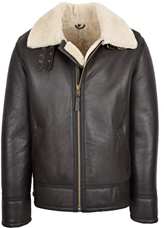 Divergent Retail DR168 Veste en peau de mouton pour homme Marron, blanc, M