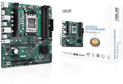 ASUS Pro B650M-CT-CSM AMD B650 AM5 Ryzen™ Desktop 9000 8000 & 7000 Micro-ATX mATX business motherboard DDR5, PCIe 5.0, USB 3.2, M.2, with enhanced security, reliability, manageability & serviceability