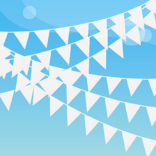 Laipuke Guirlande de Fanions Blanche 30m, Bannière Fanion avec 100 Drapeaux Triangulaires pour Décorations de Mariage, Fête, Anniversaire, Jardin (Blanc)