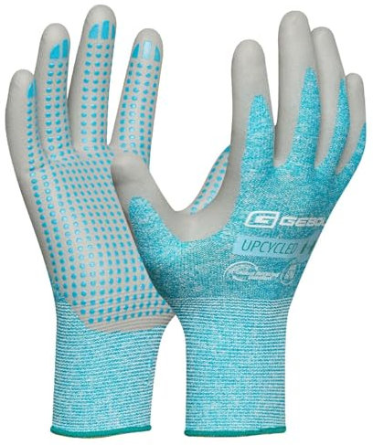 Gebol Upcycled Touch (1 Paar) - Arbeitshandschuhe aus recycelten PET-Flaschen Nitrilbeschichtung, Gartenhandschuhe mit Touchscreen-Bedienung, für Damen, S (Gr. 7), Türkis