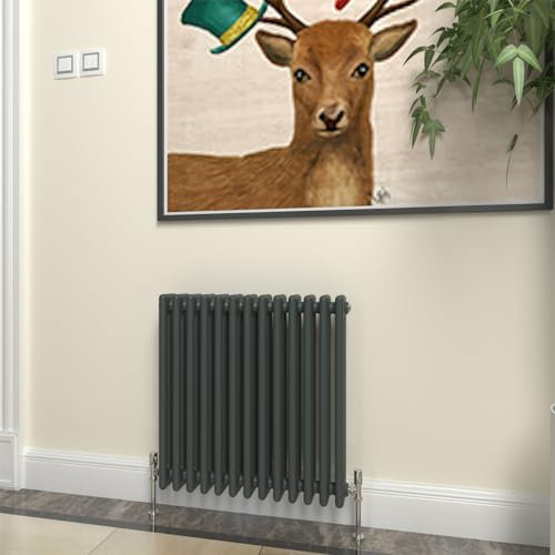 GY Bath Horizontal Traditional Radiator Anthracite 3 Column Designer 600x605mm Modern Cast Iron Style Central Heating Rads