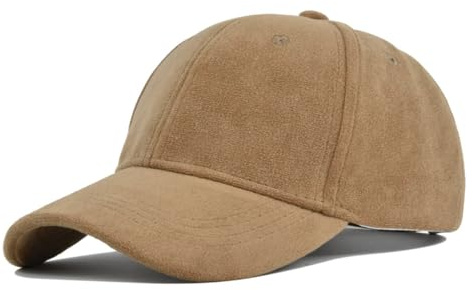 Xilery Gorra de béisbol de ante para mujer y hombre, piel sintética, clásica, ajustable, lisa, gorra de béisbol de calidad, gorra de sol, Caqui, Talla única