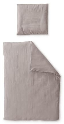 Ehrenkind® Bettwäsche-Set Musselin | 100% Bio-Baumwolle | Standard 100 by Oeko-TEX | 220x155cm + 80x80cm Taupe | Bettwäsche 155x220