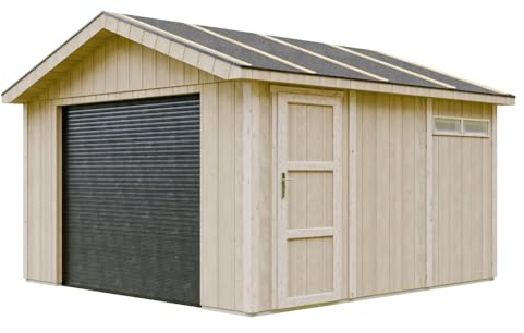 Garaje 13 m²- L378xL412 cm - Garaje para Motos, Bicicletas, máquinas de jardinería - Construcción con Paneles LP Smartside - Cobertizo de jardín Timbela M990B
