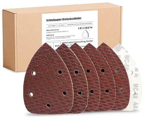100 Pezzi Triangoli Abrasivi, 140x90mm Carta Vetrata con 5 Fori 40-600 Grana per Mouse Levigatrice Smerigliatura Fogli Abrasivi