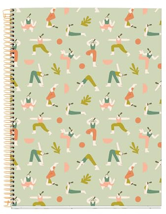 Miquelrius - A4-Notizbuch (210 x 297 mm), 100 linierte Seiten, 70 g/m², fester Kartoneinband, 4 Farbbänder, Spiralbindung, 4 Löcher, liniertes Notizbuch, schönes Schreibwaren, Yoga