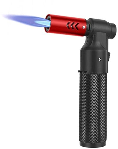 CTDMJ® Küchenbrenner, Butan-Fackel, Feuerzeug, große Jet-Flamme, nachfüllbar, tragbar, Butan-Fackel, verstellbar, Mini-Lötlampe für Camping, Backen, kulinarisches Löten, Kochen, Schweißen, Rot