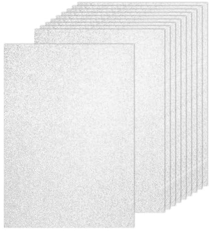 PATIKIL 20 ark silver glitter kartong 8,3 x 11,7 i A4 glitterpapper kartong glänsande klippbok 250 gsm glitterpapper stort skimmer för pyssel scrapbook gör-det-själv konst bröllop fest