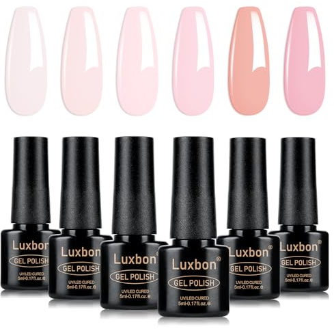 Luxbon 6 st gelnagellack - vårfärguppsättning långtidsverkande gelnagellack, uv-led Soak Off Nail Art Designs Manikyr Kit 005