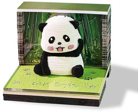 Yoedge Calendario panda de bambú 3D 2026 - calendario arrancable 2026 diario, calendario 3d con luz, regalo de panda, decoraciones de mesa terapéuticas, escultura de papel creativa, notas adhesivas