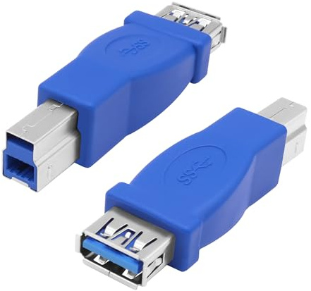 MEIRIYFA Adaptador de impresora USB A a USB 3.0 B, USB 3.0 tipo B macho a USB 3.0 tipo A hembra, convertidor de 5 Gbps para impresoras, escáneres, discos duros externos, portátiles, color azul, 2
