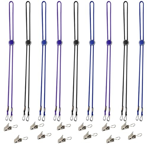 12 Pcs Cross Stitch Side Clips High Elasticity Fabric Tension Embroidery Clamp Adjustable Tools for Sewing Accessories (Purple+Black+Royal Blue)